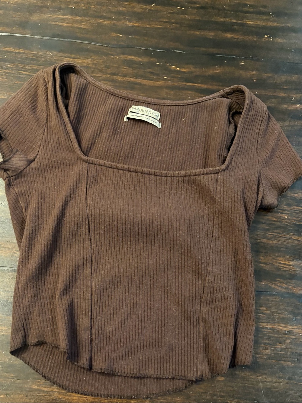 Urban Outfitters Chocolate Ribbed Square-Neck Crop Top size small